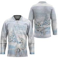 Magical Christmas Hockey Jersey Unicorn With Cotton Candy Xmas Tree - Wonder Print Shop