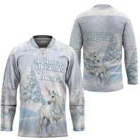Magical Christmas Hockey Jersey Unicorn With Cotton Candy Xmas Tree - Wonder Print Shop