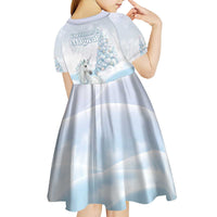 Magical Christmas Kid Short Sleeve Dress Unicorn With Cotton Candy Xmas Tree - Wonder Print Shop