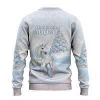 Magical Christmas Ugly Christmas Sweater Unicorn With Cotton Candy Xmas Tree - Wonder Print Shop
