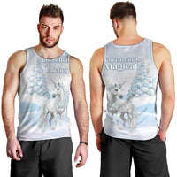 Magical Christmas Men Tank Top Unicorn With Cotton Candy Xmas Tree - Wonder Print Shop