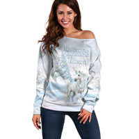 Magical Christmas Off Shoulder Sweater Unicorn With Cotton Candy Xmas Tree - Wonder Print Shop