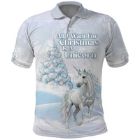 Magical Christmas Polo Shirt Unicorn With Cotton Candy Xmas Tree - Wonder Print Shop