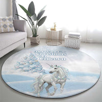 Magical Christmas Round Carpet Unicorn With Cotton Candy Xmas Tree - Wonder Print Shop