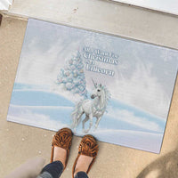 Magical Christmas Rubber Doormat Unicorn With Cotton Candy Xmas Tree - Wonder Print Shop