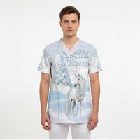 Magical Christmas Scrub Top Unicorn With Cotton Candy Xmas Tree - Wonder Print Shop