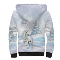 Magical Christmas Sherpa Hoodie Unicorn With Cotton Candy Xmas Tree - Wonder Print Shop