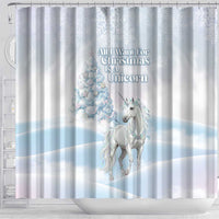 Magical Christmas Shower Curtain Unicorn With Cotton Candy Xmas Tree - Wonder Print Shop