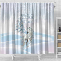 Magical Christmas Shower Curtain Unicorn With Cotton Candy Xmas Tree - Wonder Print Shop