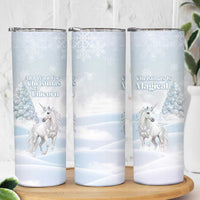 Magical Christmas Skinny Tumbler Unicorn With Cotton Candy Xmas Tree - Wonder Print Shop