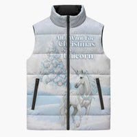 Magical Christmas Sleeveless Puffer Jacket Unicorn With Cotton Candy Xmas Tree - Wonder Print Shop