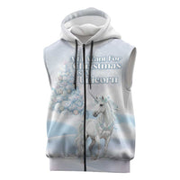 Magical Christmas Sleeveless Zip Hoodie Unicorn With Cotton Candy Xmas Tree - Wonder Print Shop
