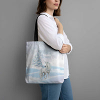 Magical Christmas Tote Bag Unicorn With Cotton Candy Xmas Tree - Wonder Print Shop