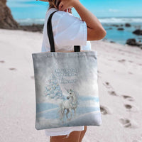 Magical Christmas Tote Bag Unicorn With Cotton Candy Xmas Tree - Wonder Print Shop