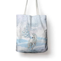 Magical Christmas Tote Bag Unicorn With Cotton Candy Xmas Tree - Wonder Print Shop