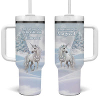Magical Christmas Tumbler With Handle Unicorn With Cotton Candy Xmas Tree - Wonder Print Shop