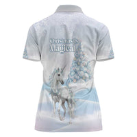 Magical Christmas Women Polo Shirt Unicorn With Cotton Candy Xmas Tree - Wonder Print Shop