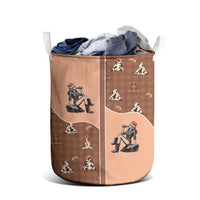 Western Yoke Laundry Basket Cowgirl Drinking Wine Christmas - Wonder Print Shop