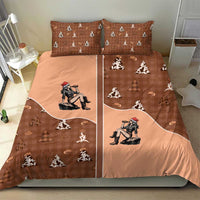 Western Yoke Bedding Set Cowgirl Drinking Wine Christmas - Wonder Print Shop
