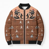 Western Yoke Bomber Puffer Jacket Cowgirl Drinking Wine Christmas - Wonder Print Shop