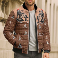 Western Yoke Bomber Puffer Jacket Cowgirl Drinking Wine Christmas - Wonder Print Shop