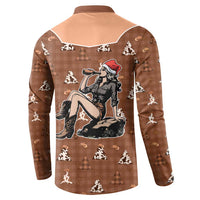 Western Yoke Button Sweatshirt Cowgirl Drinking Wine Christmas - Wonder Print Shop