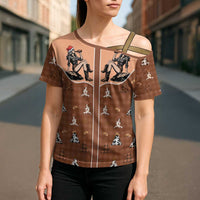 Western Yoke Cross Shoulder Shirt Cowgirl Drinking Wine Christmas - Wonder Print Shop