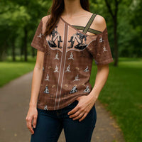 Western Yoke Cross Shoulder Shirt Cowgirl Drinking Wine Christmas - Wonder Print Shop