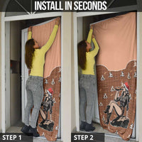 Western Yoke Door Cover Cowgirl Drinking Wine Christmas - Wonder Print Shop