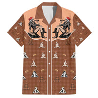 Western Yoke Family Matching Off The Shoulder Long Sleeve Dress and Hawaiian Shirt Cowgirl Drinking Wine Christmas - Wonder Print Shop