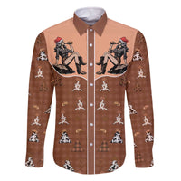 Western Yoke Family Matching Off The Shoulder Long Sleeve Dress and Hawaiian Shirt Cowgirl Drinking Wine Christmas - Wonder Print Shop