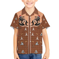 Western Yoke Family Matching Off The Shoulder Long Sleeve Dress and Hawaiian Shirt Cowgirl Drinking Wine Christmas - Wonder Print Shop