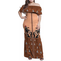 Western Yoke Family Matching Off Shoulder Maxi Dress and Hawaiian Shirt Cowgirl Drinking Wine Christmas - Wonder Print Shop