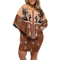 Western Yoke Family Matching Off Shoulder Short Dress and Hawaiian Shirt Cowgirl Drinking Wine Christmas - Wonder Print Shop