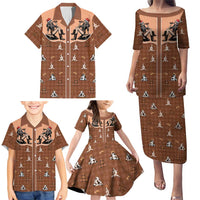 Western Yoke Family Matching Puletasi and Hawaiian Shirt Cowgirl Drinking Wine Christmas - Wonder Print Shop