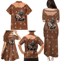 Western Yoke Family Matching Puletasi and Hawaiian Shirt Cowgirl Drinking Wine Christmas - Wonder Print Shop