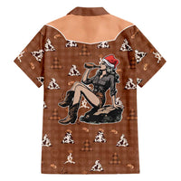 Western Yoke Family Matching Short Sleeve Bodycon Dress and Hawaiian Shirt Cowgirl Drinking Wine Christmas - Wonder Print Shop