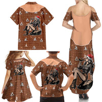 Western Yoke Family Matching Summer Maxi Dress and Hawaiian Shirt Cowgirl Drinking Wine Christmas - Wonder Print Shop
