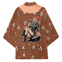 Western Yoke Kimono Cowgirl Drinking Wine Christmas - Wonder Print Shop