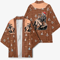Western Yoke Kimono Cowgirl Drinking Wine Christmas - Wonder Print Shop
