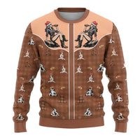 Western Yoke Ugly Christmas Sweater Cowgirl Drinking Wine Christmas - Wonder Print Shop