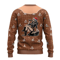 Western Yoke Ugly Christmas Sweater Cowgirl Drinking Wine Christmas - Wonder Print Shop