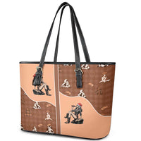 Western Yoke Leather Tote Bag Cowgirl Drinking Wine Christmas - Wonder Print Shop