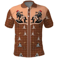 Western Yoke Polo Shirt Cowgirl Drinking Wine Christmas - Wonder Print Shop