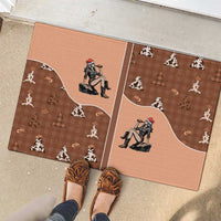Western Yoke Rubber Doormat Cowgirl Drinking Wine Christmas - Wonder Print Shop
