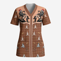 Western Yoke Scrub Top Cowgirl Drinking Wine Christmas - Wonder Print Shop