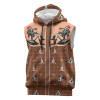 Western Yoke Sleeveless Hoodie Cowgirl Drinking Wine Christmas - Wonder Print Shop