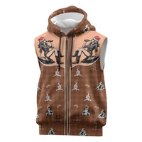 Western Yoke Sleeveless Zip Hoodie Cowgirl Drinking Wine Christmas - Wonder Print Shop