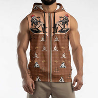 Western Yoke Sleeveless Zip Hoodie Cowgirl Drinking Wine Christmas - Wonder Print Shop