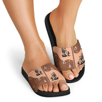 Western Yoke Slide Sandals Cowgirl Drinking Wine Christmas - Wonder Print Shop